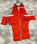Hello Kitty Rojo Caras Pijama De 5 Piezas