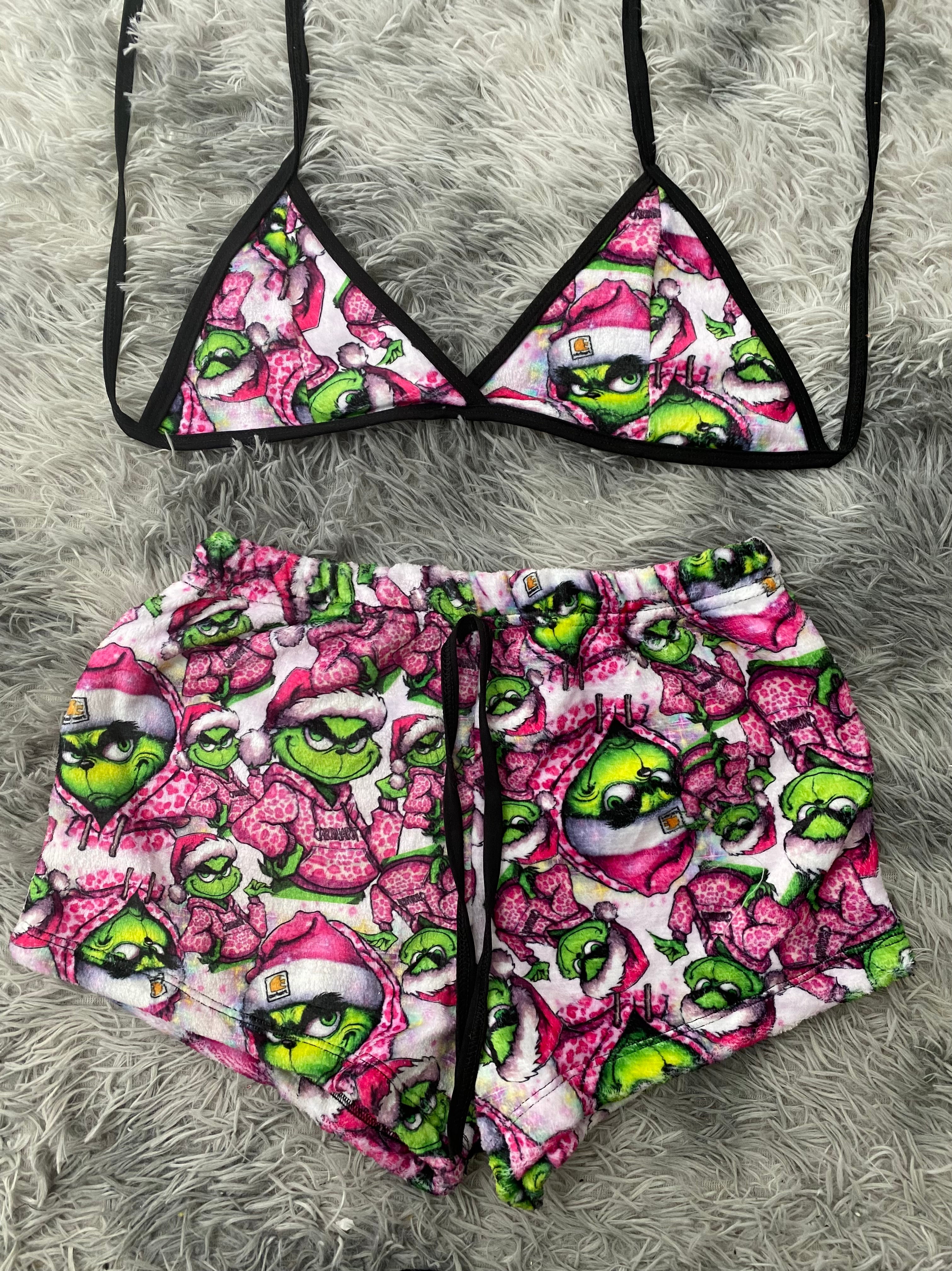 Grinch rosa Top Con Short Afelpado