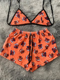 Spiderman navideño fondo naranja Top Con Short Afelpado