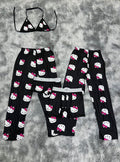 Hello Kitty Negro Pijama De 5 Piezas