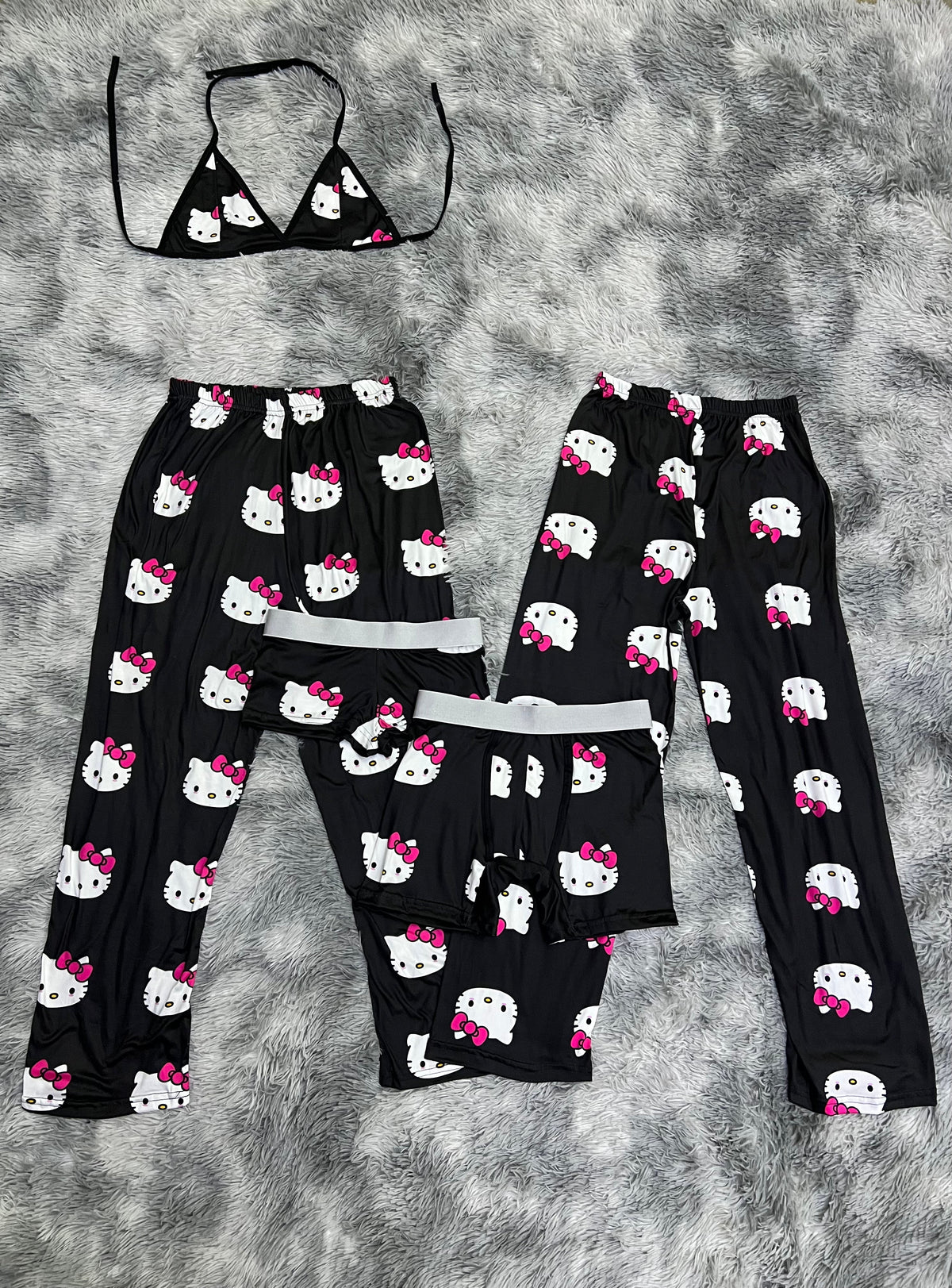 Hello Kitty Negro Pijama De 5 Piezas