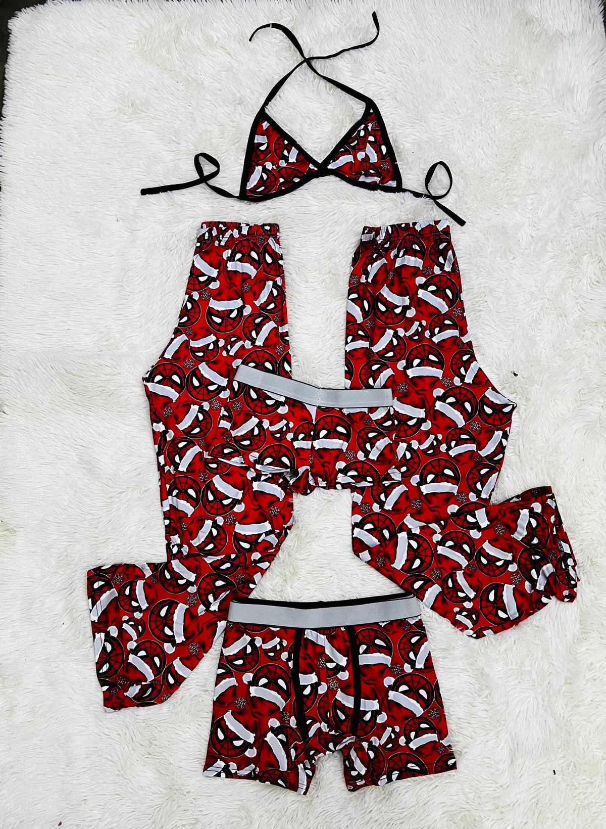 Spider-man Rojo Navideño Pijama De 5 Piezas