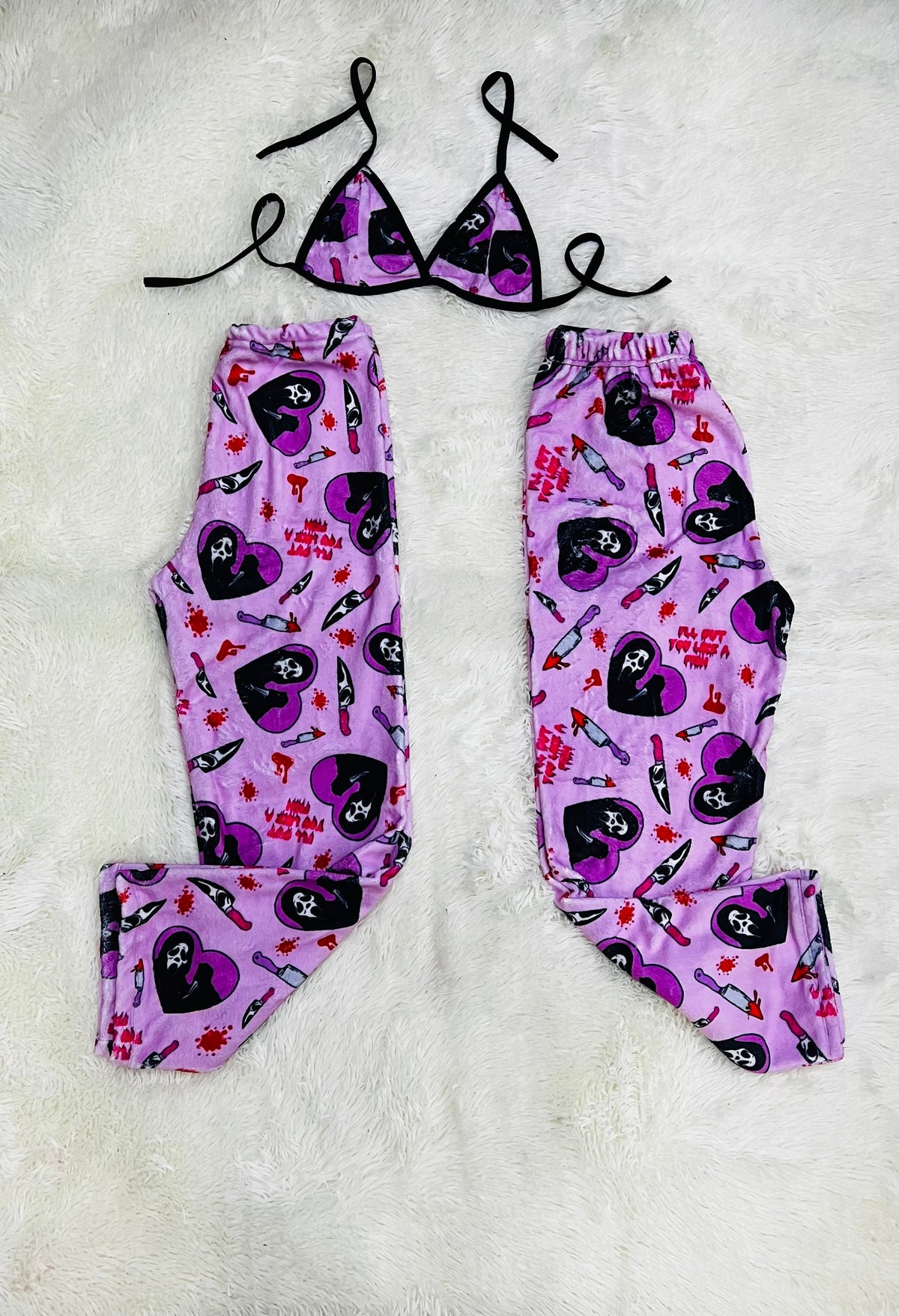 Scream Cuchillo Rosa Duo De Pijama Afelpada.