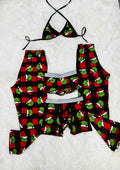 Grinch Rojo Navideño Pijama De 5 Piezas