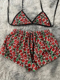 Mickey Mouse navideño café y verde Top Con Short Afelpado