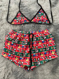 San río navidad cuadros Top Con Short Afelpado