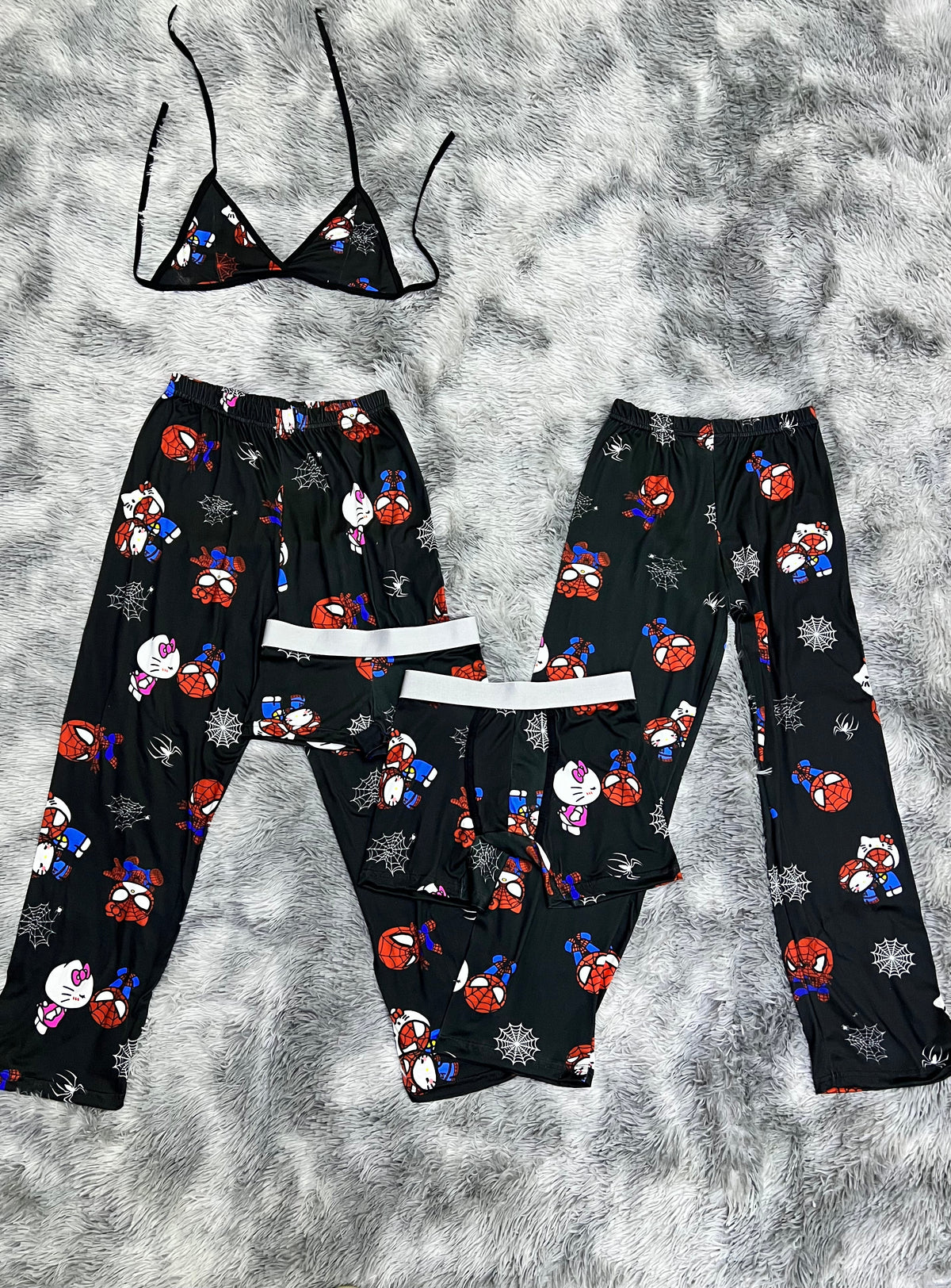 Spider Kitty Negro Pijama De 5 Piezas