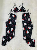 Hello Kitty Negro Duo De Pijama Afelpada