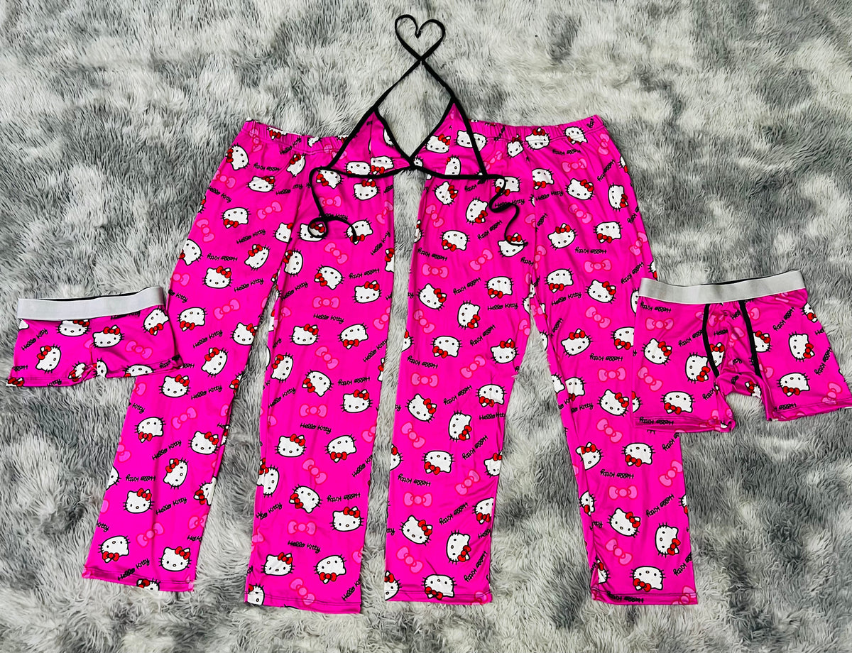 Hello Kitty Rosa Moño Pijama De 5 Piezas