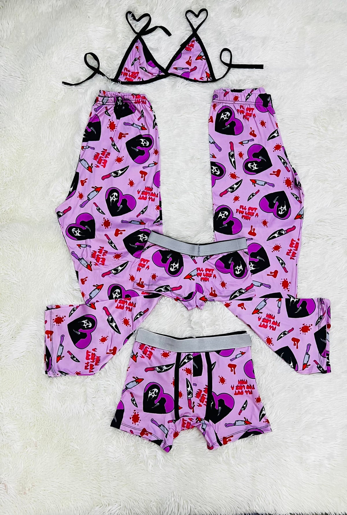 Ghostface Rosa Halloween Pijama De 5 Piezas