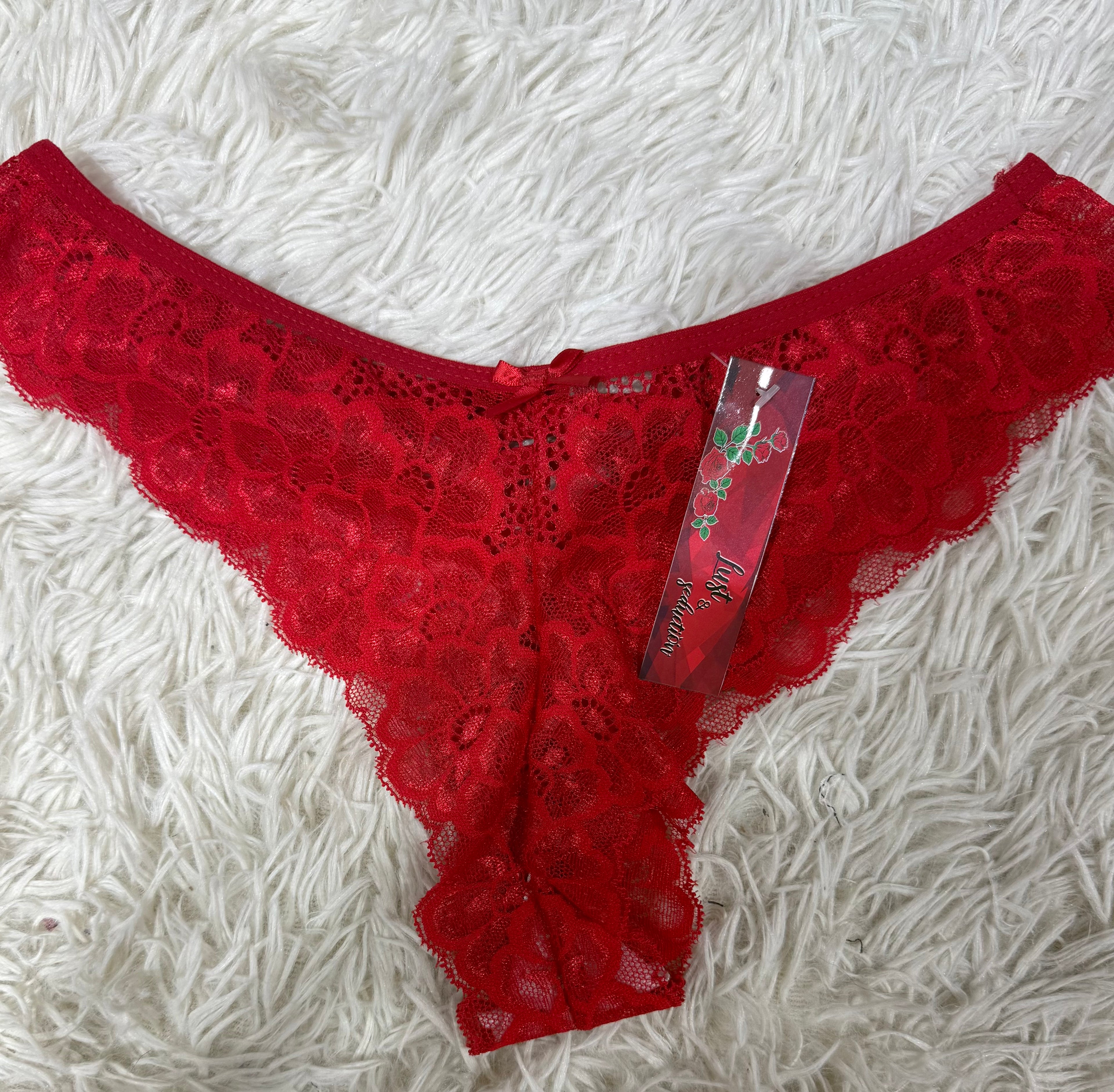 Roja Tres Tiras Atras Tanga De Dama