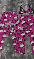 Hello Kitty Rosa Cheetah Pijama De 5 Piezas