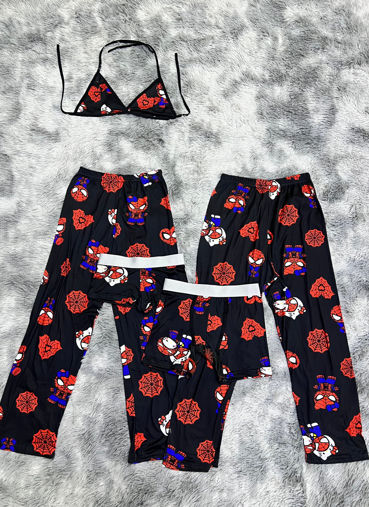Spider Kitty Negro Pijama De 5 Piezas