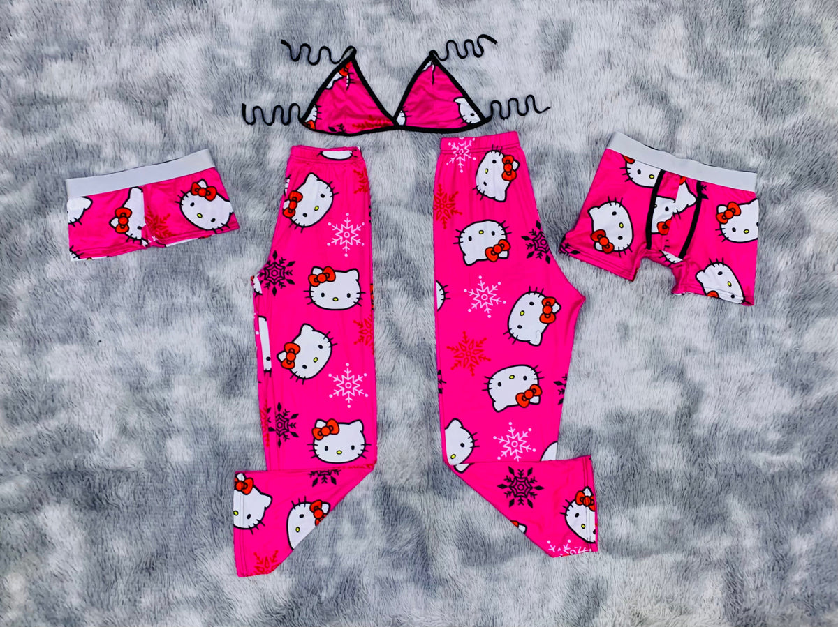 Hello Kitty Snowflakes Navideño Pajamas Pijama De 5 Piezas