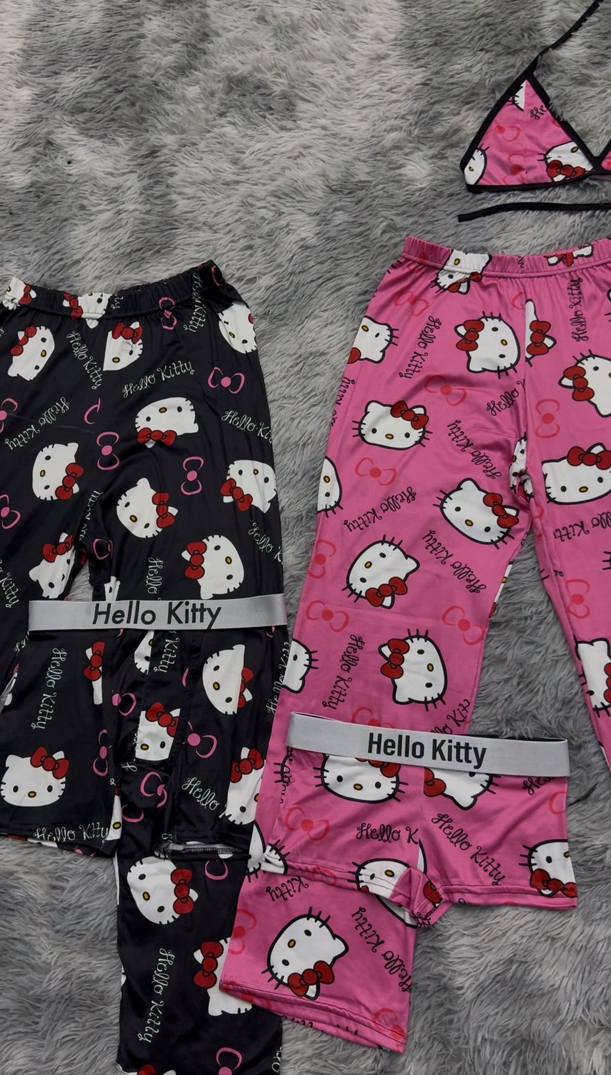 Hello Kitty Negro Rosa Pijama De 5 Piezas
