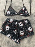Jack y copos de nieve fondo negro Top Con Short Afelpado