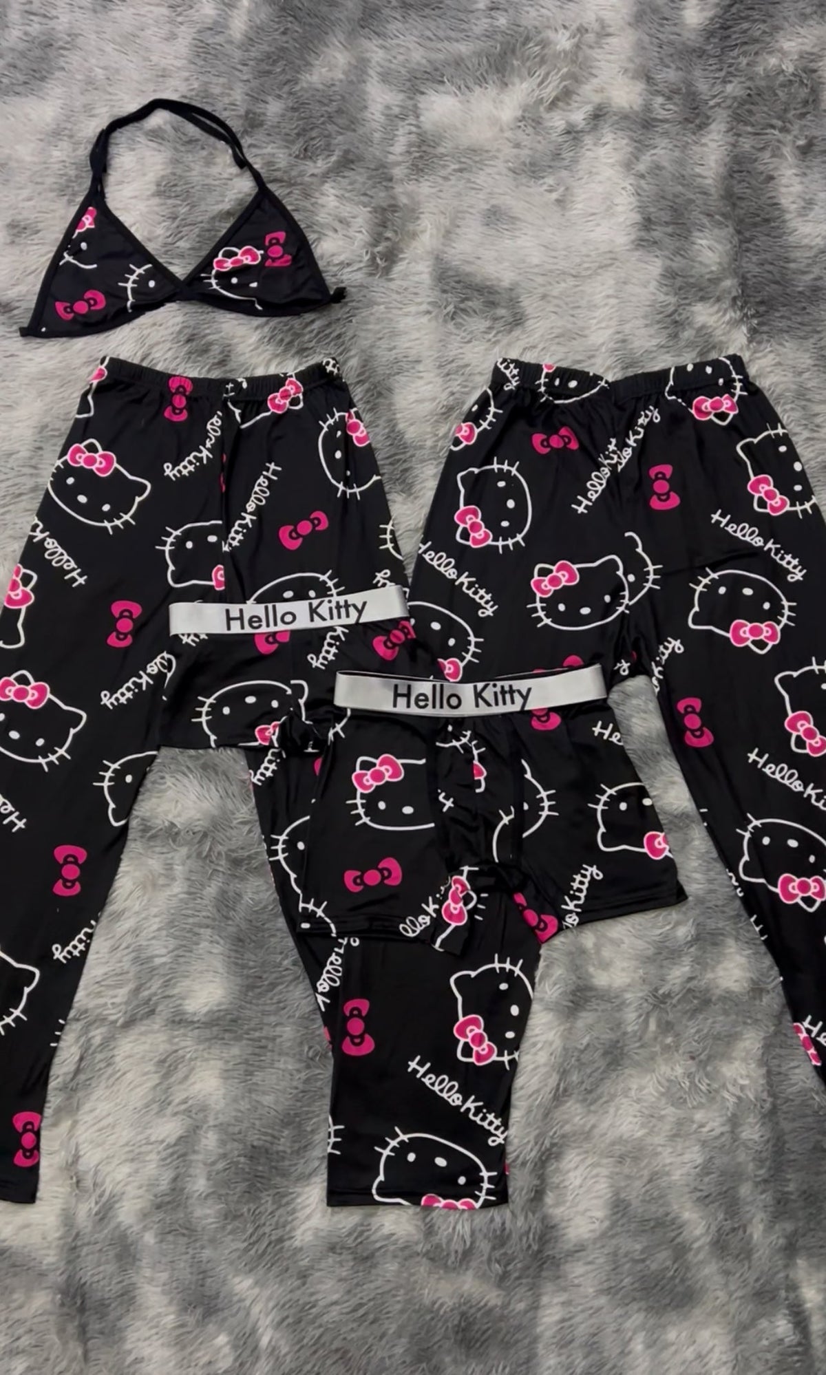 Hello Kitty Negro Pijama De 5 Piezas