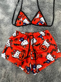Hello Kitty traje de calabaza Halloween Top Con Short Afelpado
