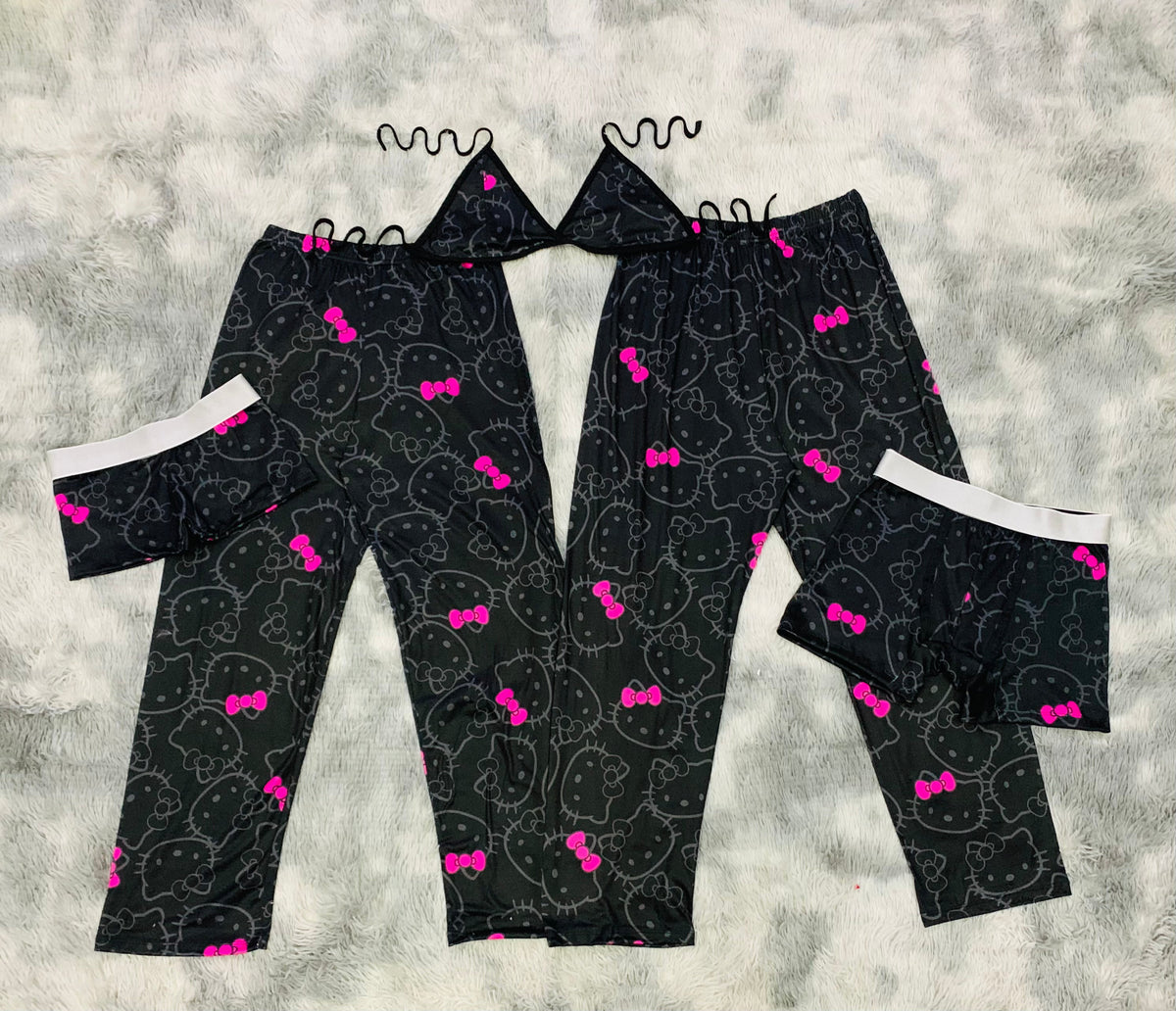 Hello Kitty Rosa Adorable Pijama De 5 Piezas