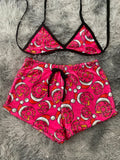 Donas con gorro navideño fondo rosa Top Con Short Afelpado