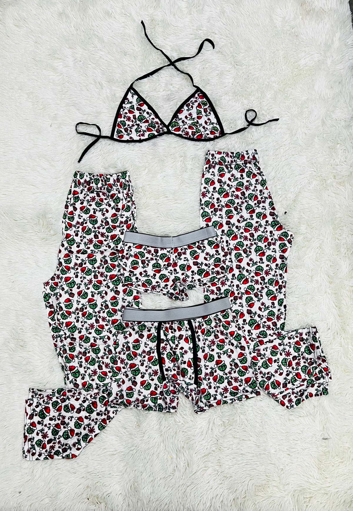 Grinch Blanco Navideño Pijama De 5 Piezas