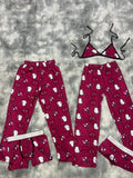 Spider Kitty Color Vino Pijama De 5 Piezas