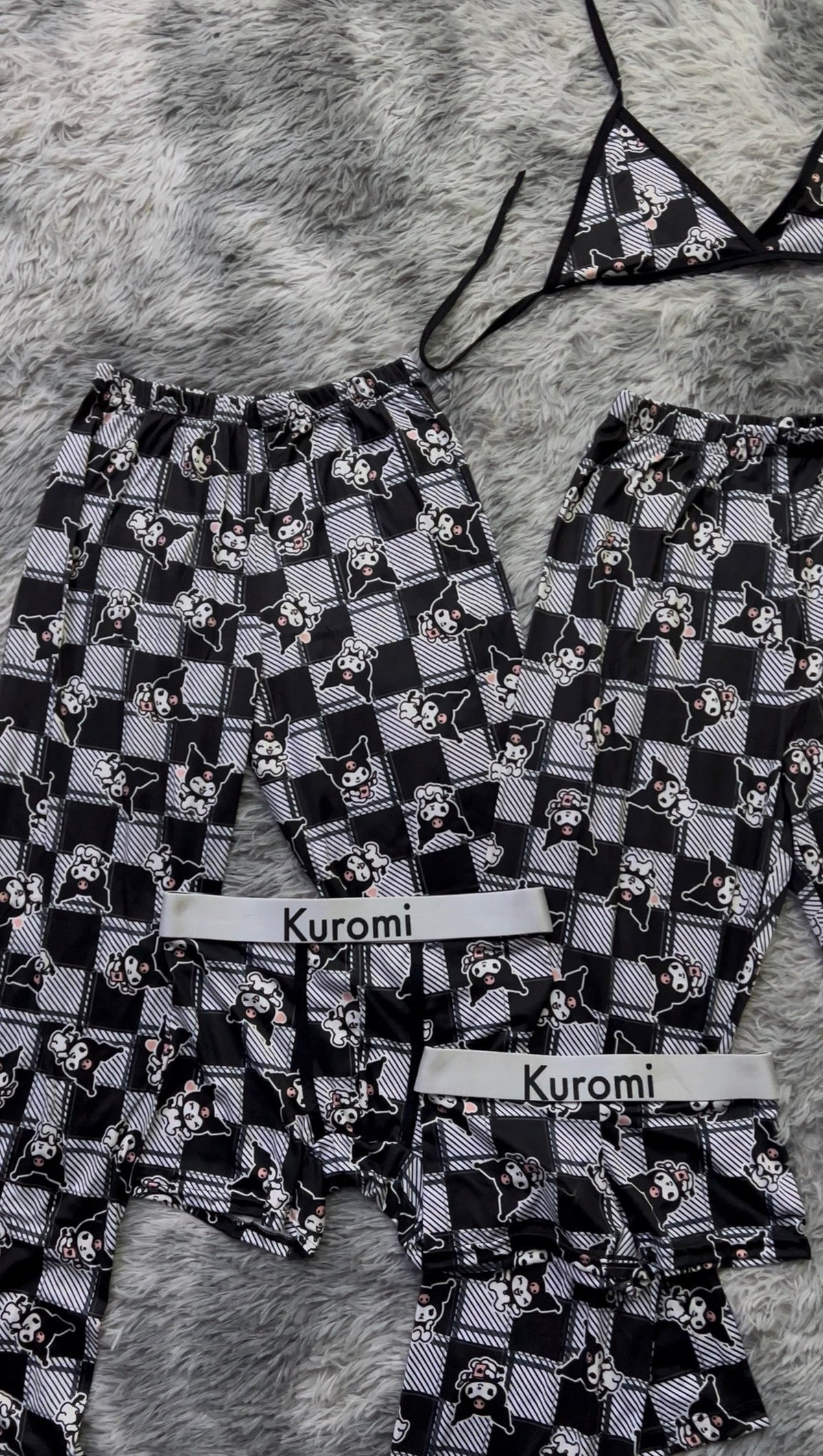 Kuromi Cuadros Rayados Pijama De 5 Piezas