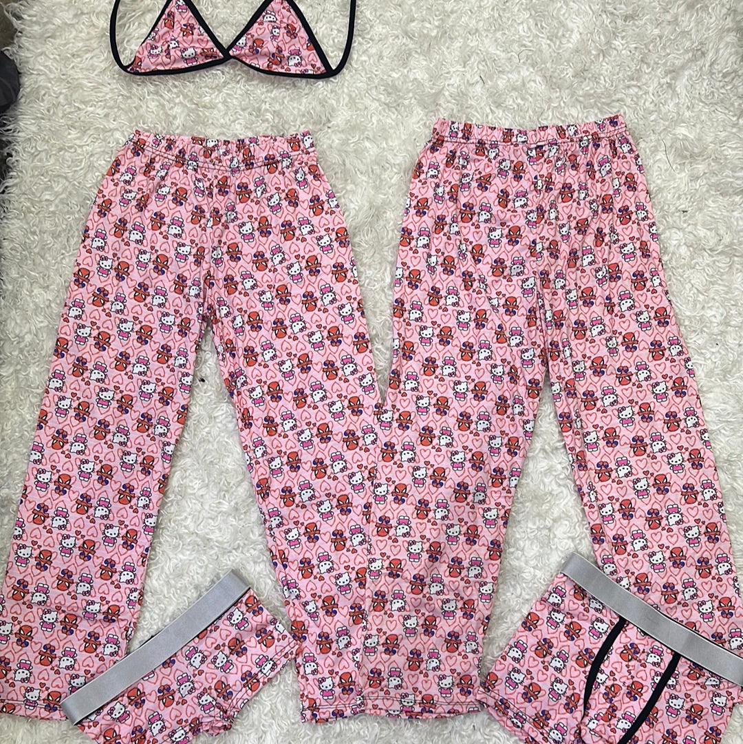 Spider Kitty Rosa Pijama De 5 Piezas