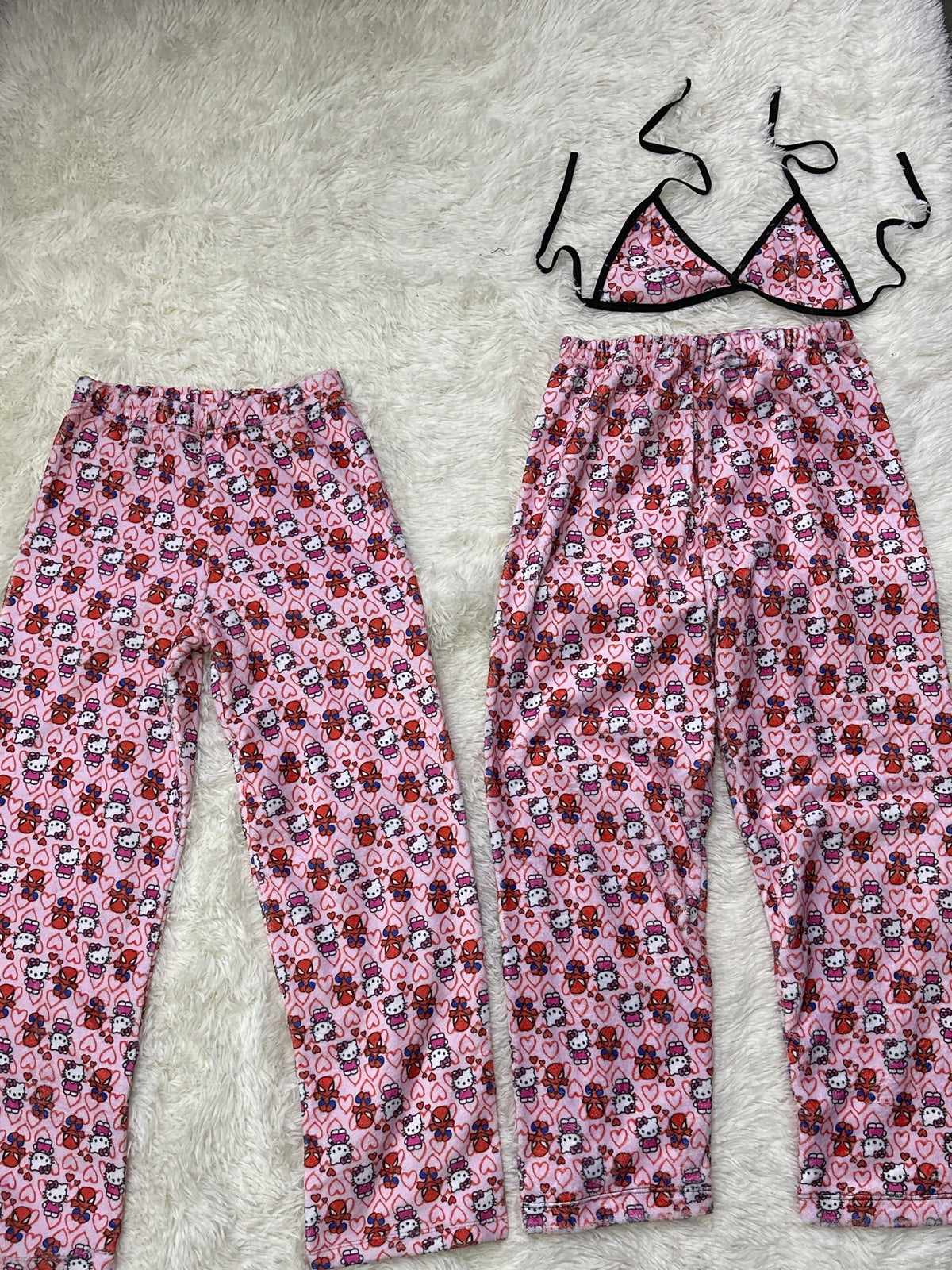 Spider Kitty Rosa Duo De Pijama Afelpada