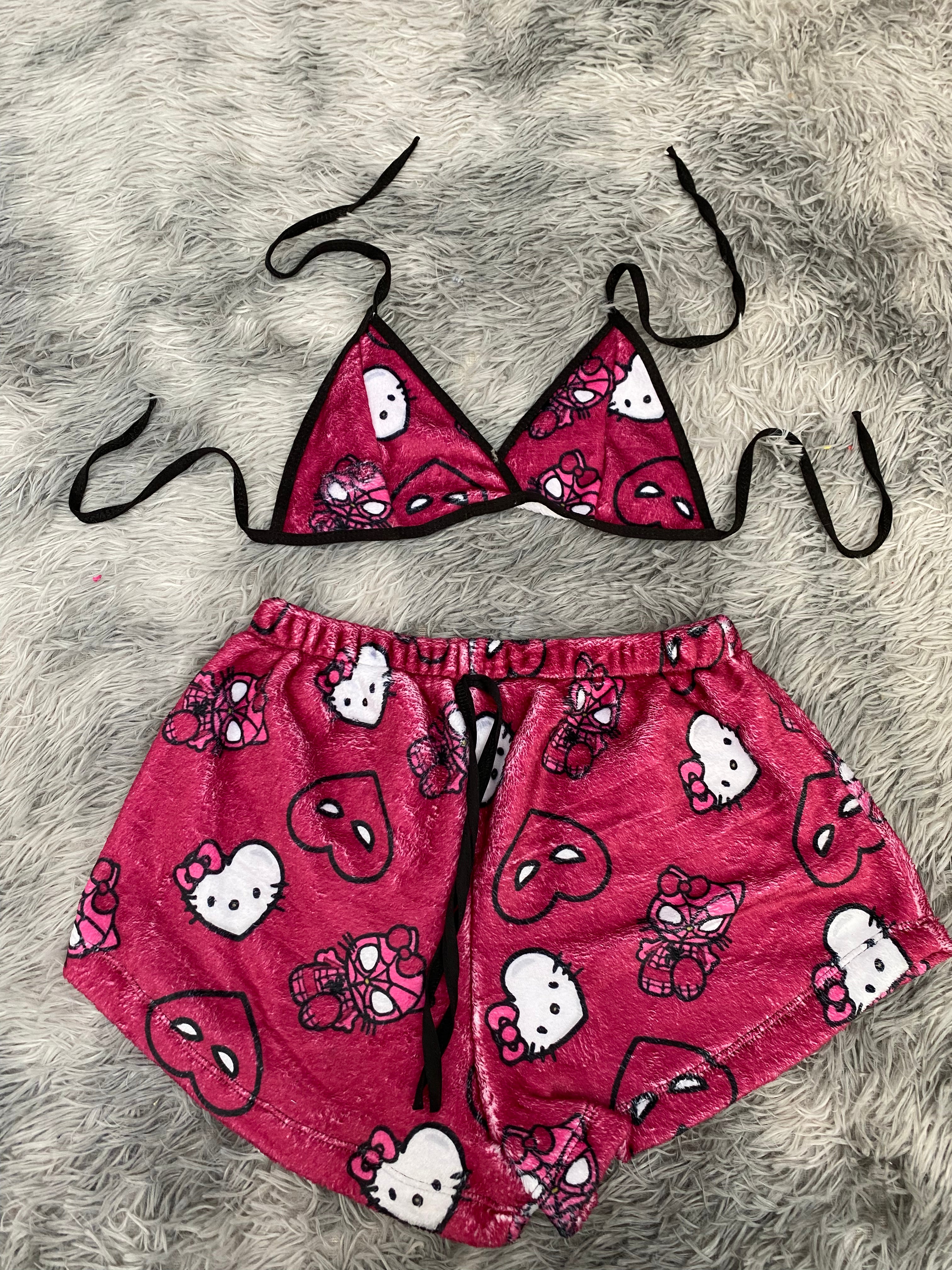 Spider Kitty Corazones Vino Top Con Short Afelpado
