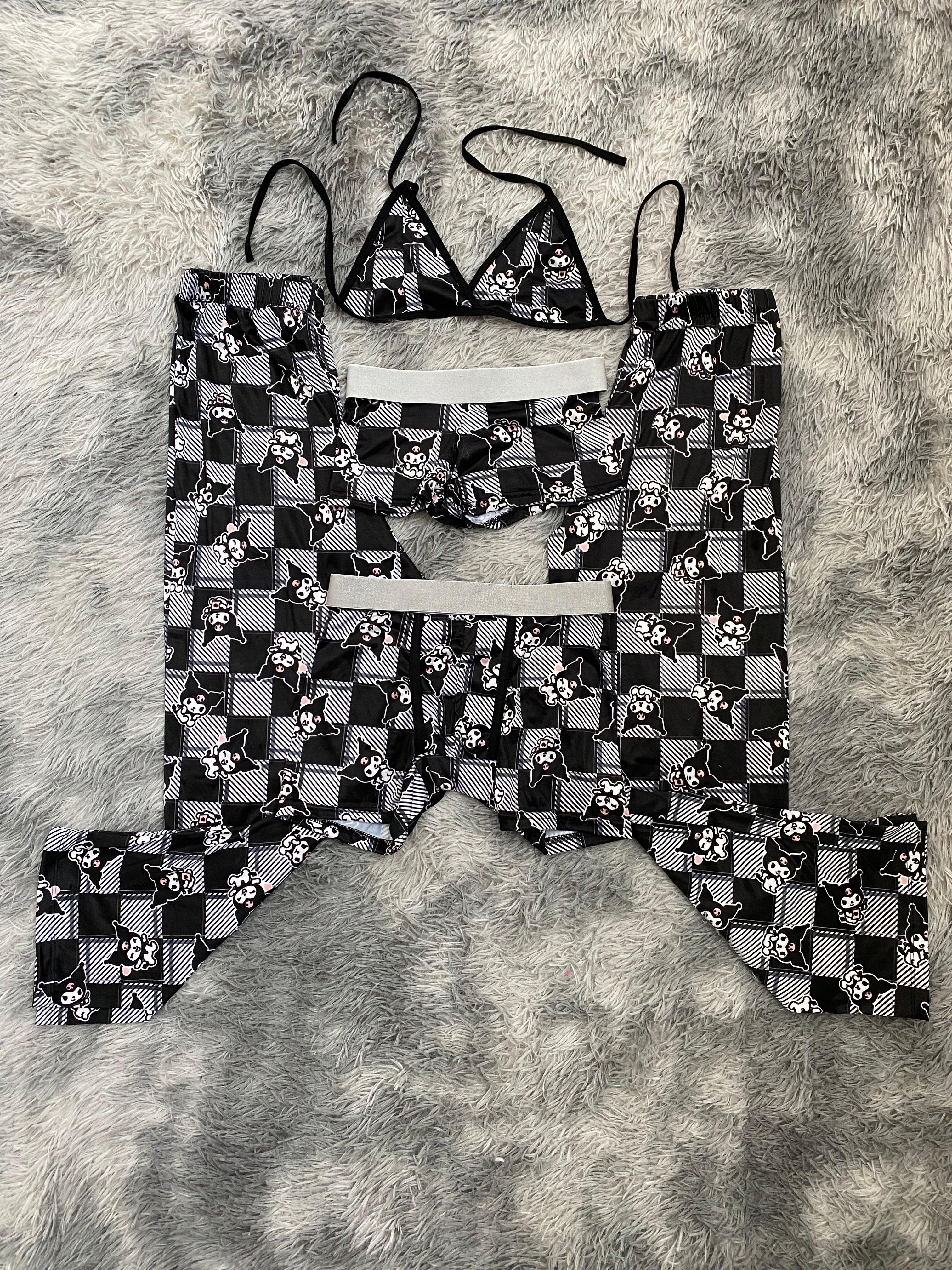 Kuromi Cuadros Rayados Pijama De 5 Piezas