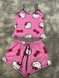Hello Kitty Caras Fondo Rosa Blusa Con Short