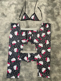 Hello Kitty Animal Print Gris Pijama De 5 Piezas