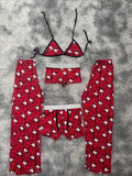 Hello Kitty Moños Rojos Pijama De 5 Piezas