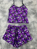 Kuromi Y Calaveras Fondo Morado Blusa Con Short