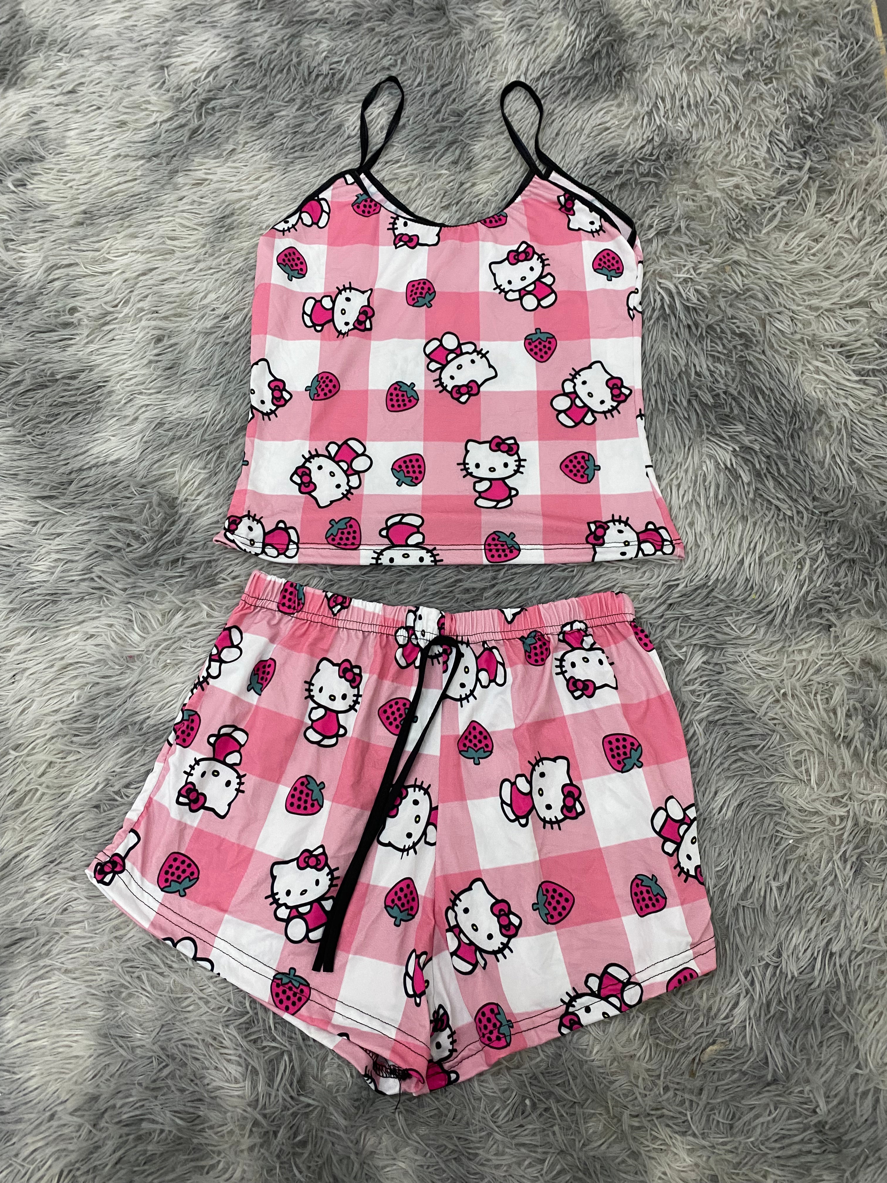 Hello Kitty Fresas Y Cuadros Blusa Con Short