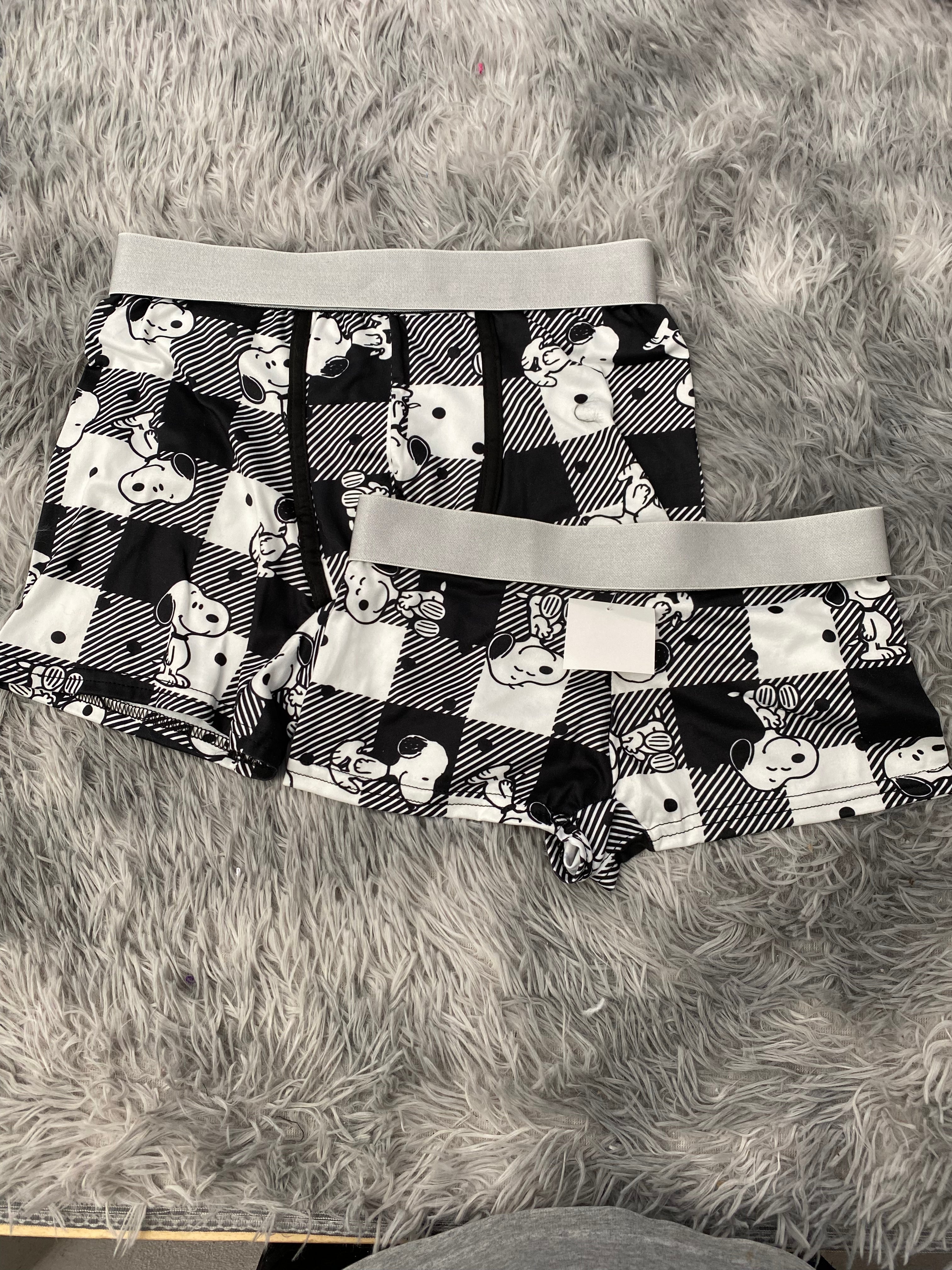 Snoopy Cuadros Negros Rayados Duo Con Boxer Unitalla