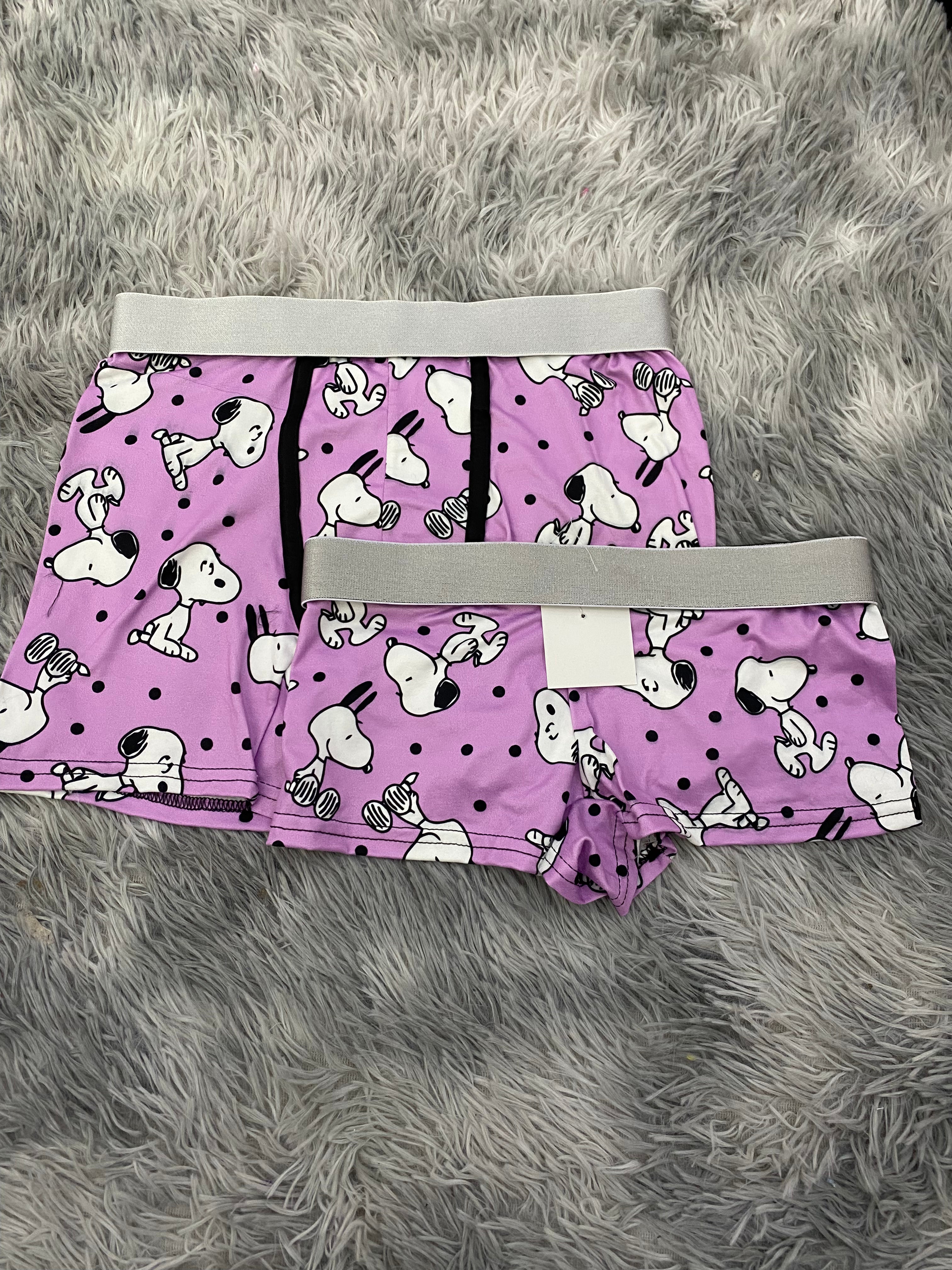 Snoopy Morado Fondo Con Puntos Duo Con Boxer Unitalla