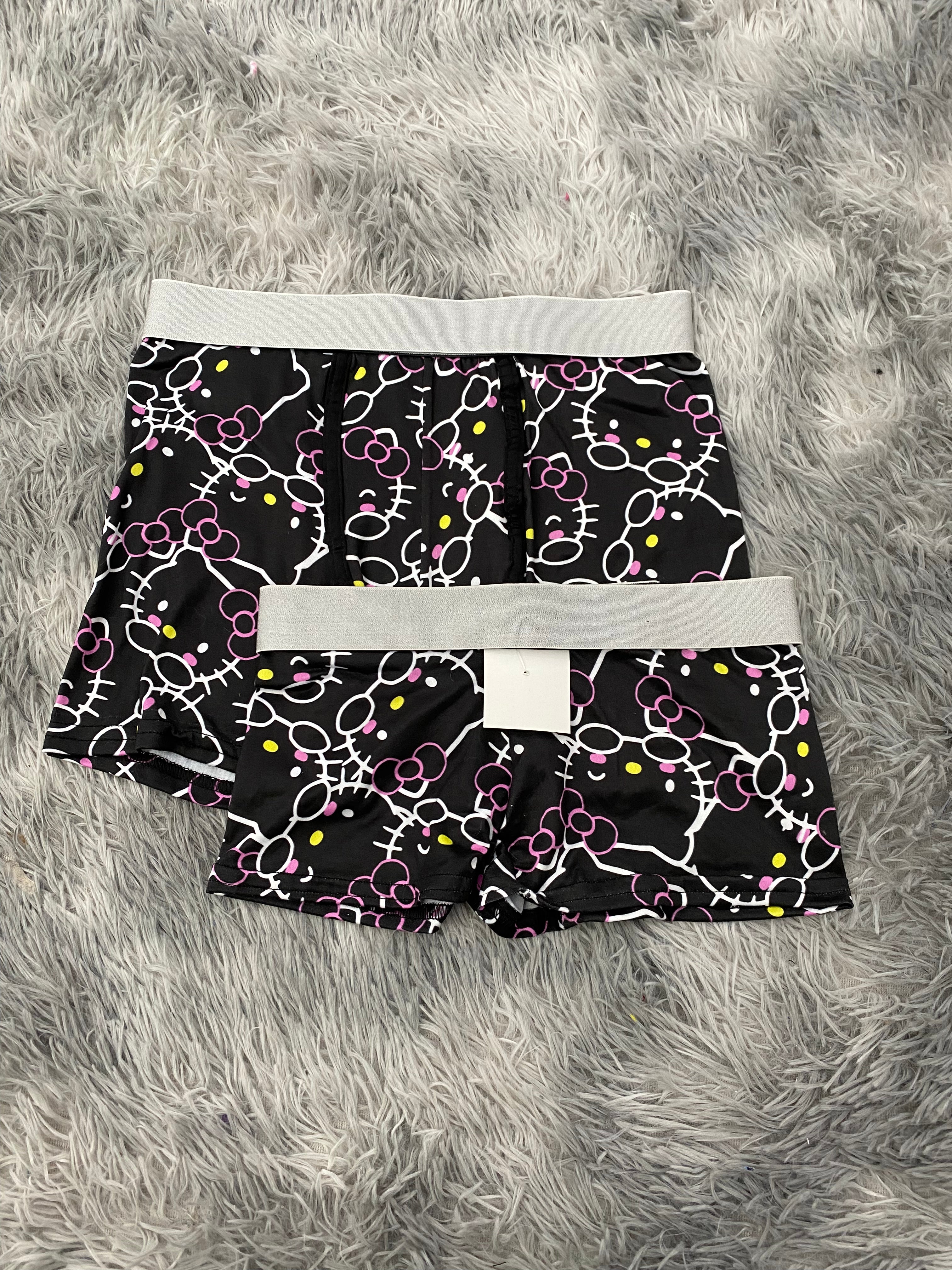 Hello Kitty Contornos Blanco Fondo Negro Duo Con Boxer Unitalla