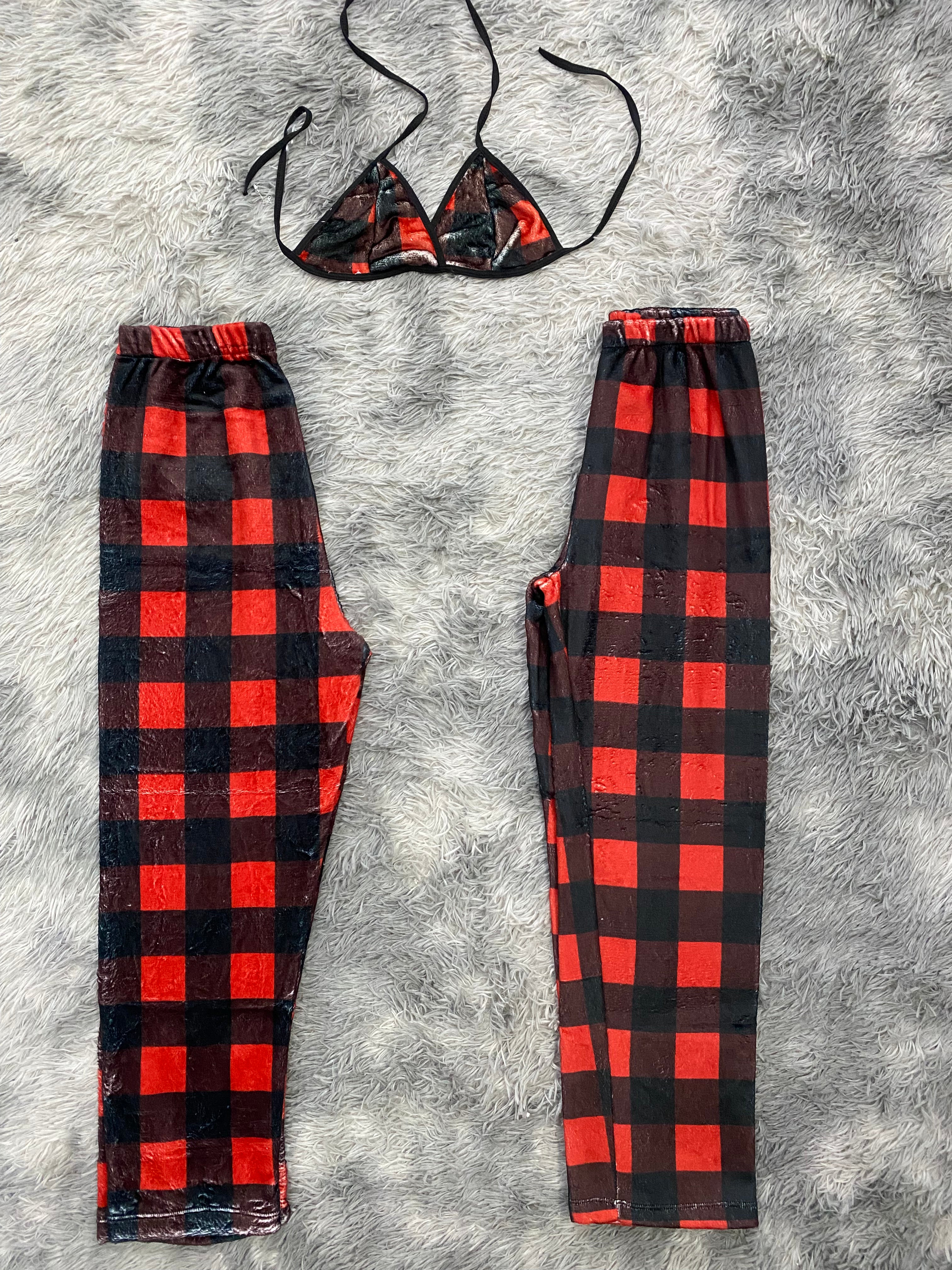 Cuadros Rojos Y Negros Duo De Pijama Afelpada