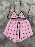 Corazones Y Rayas Top Con Short Afelpado