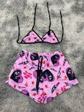 Ghost face Rosa  top con short unitalla de afelpado