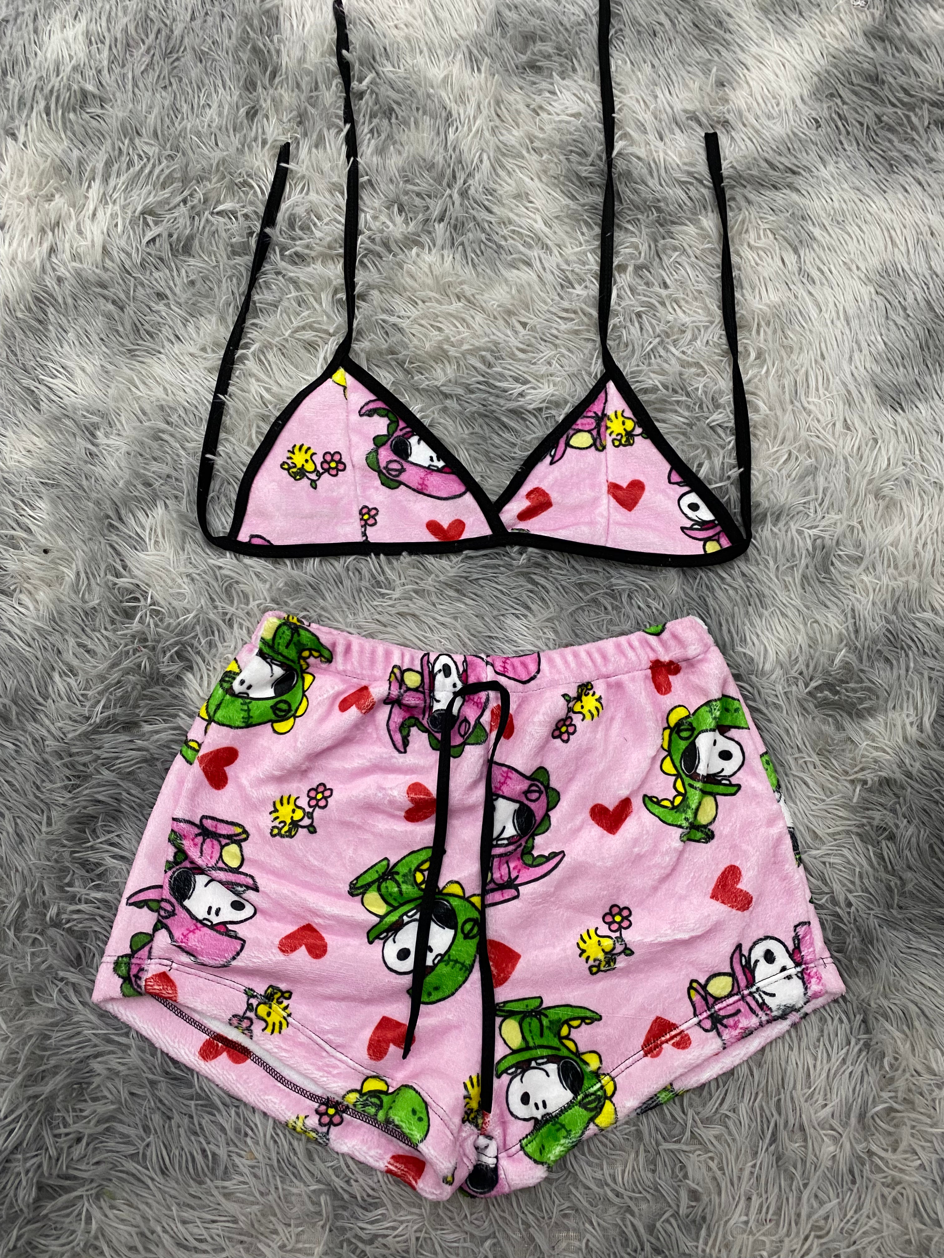 Snoopy Dinosaurio Top Con Short Afelpado