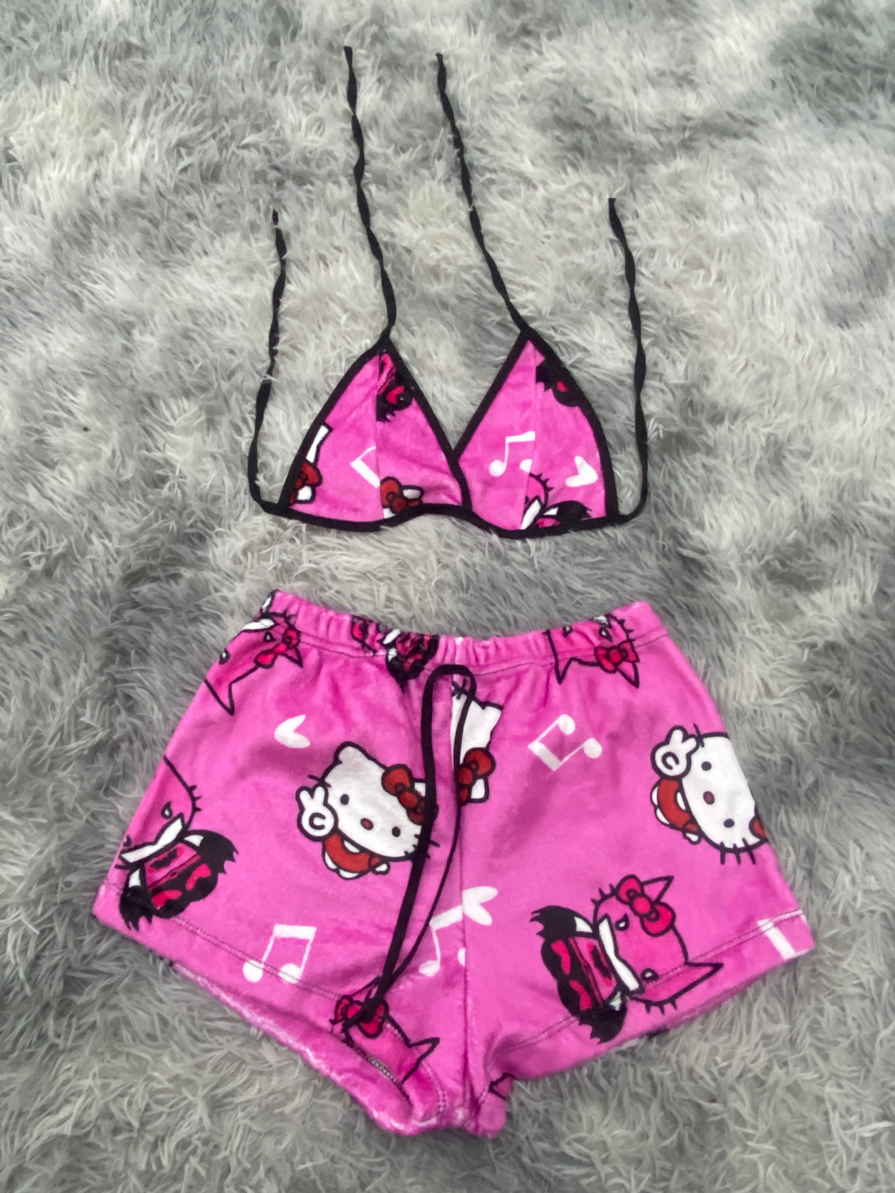 Batman Y Hello Kitty Rosa Top Con Short Afelpado
