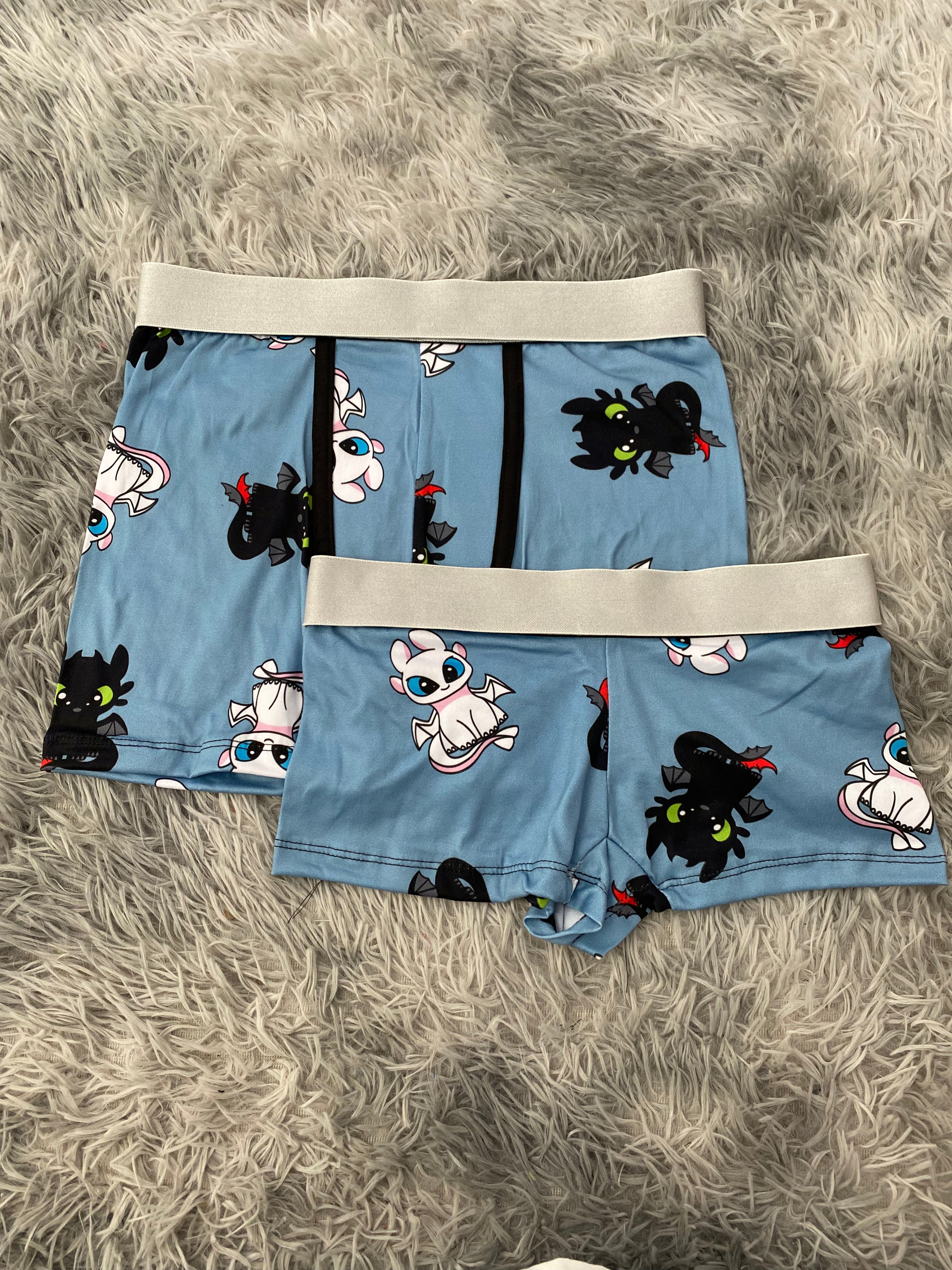 Chimuelo Dragón Y Luminosa Fondo Azul Duo Con Boxer Unitalla