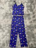 Kuromi Cuadros Fondo Azul Blusa Con Pantalón
