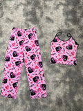 Scream Rosa Blusa Con Pantalón Pijama De Dama