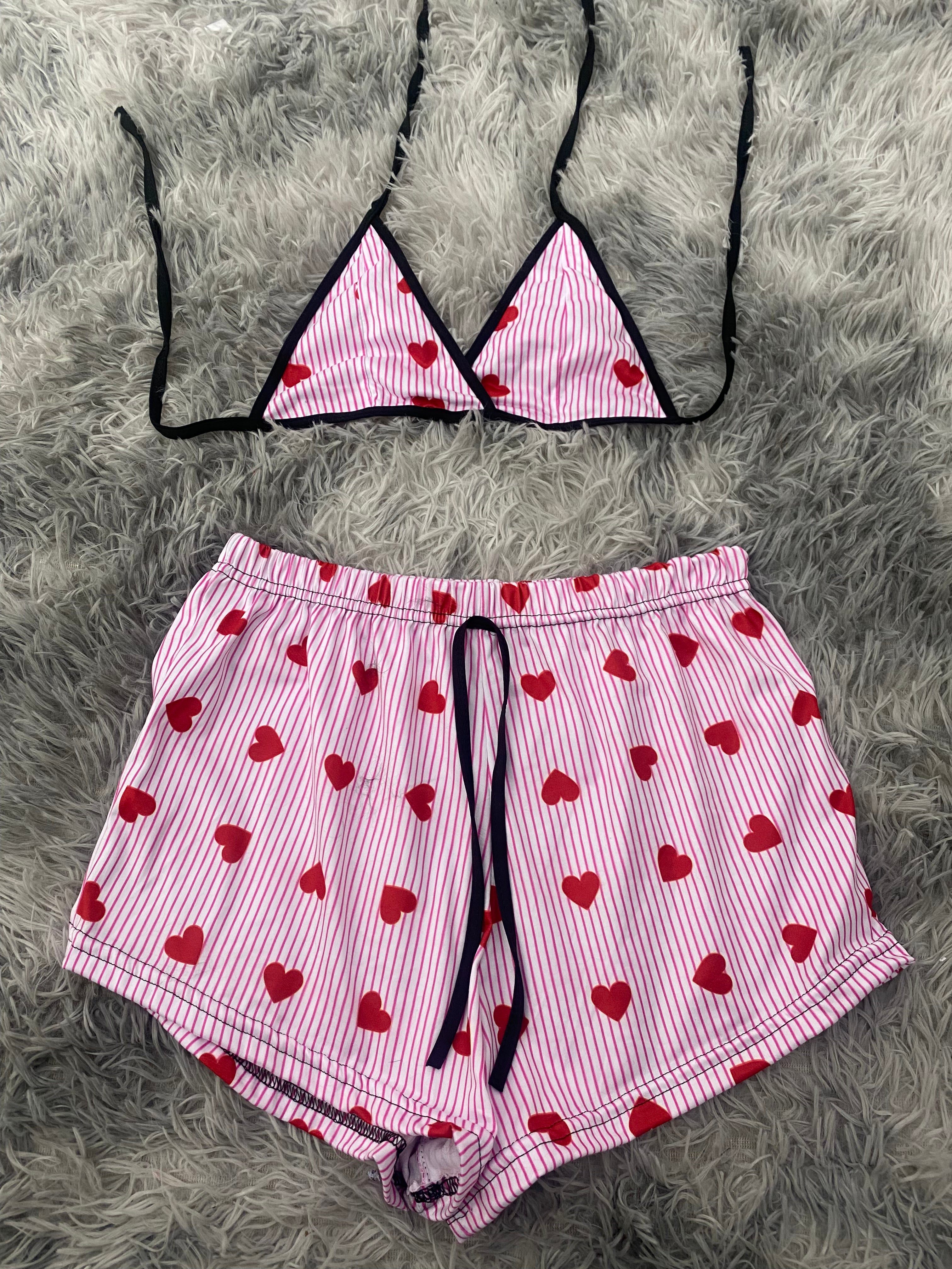 Corazones Y Rayas Top Con Short Brush