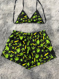 Hierba Y Amarillo Top Con Short Brush