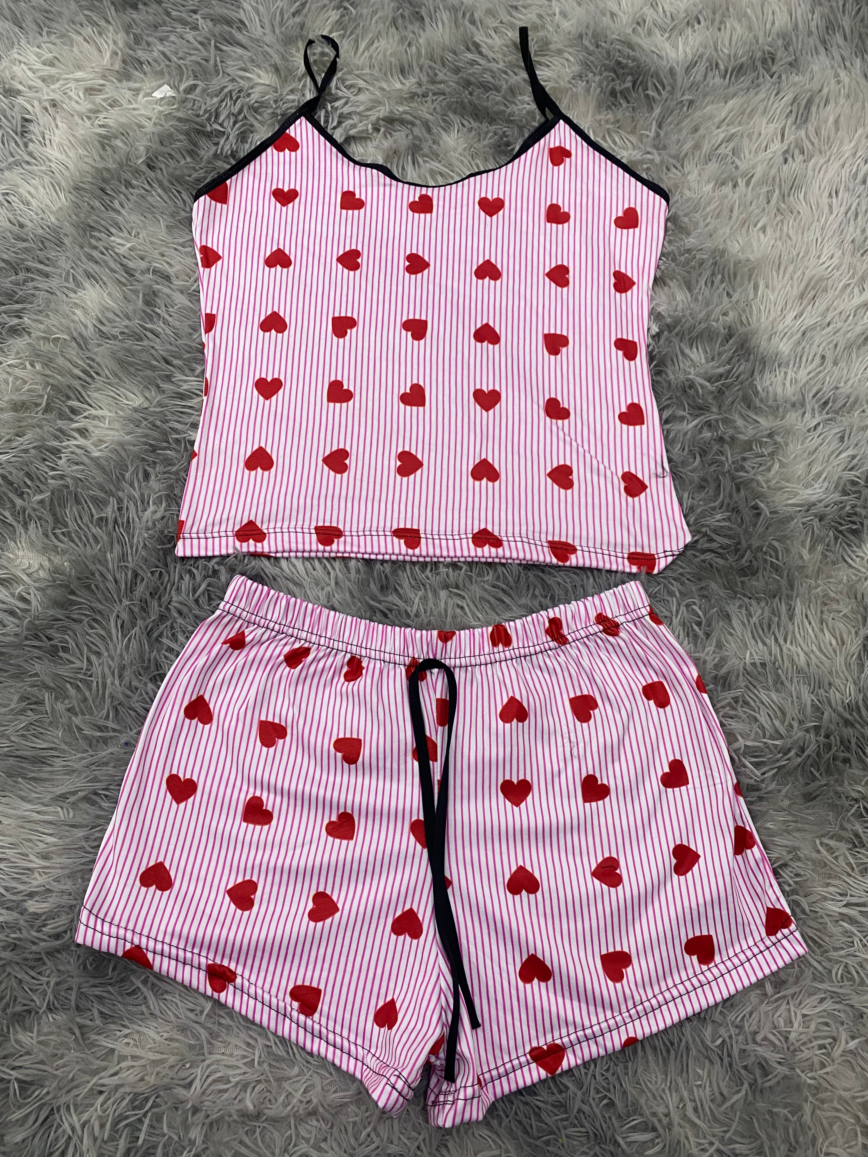 Corazones Y Rayas Blusa Con Short